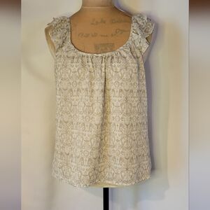 Anthropologie DREW Flutter Sleeve Tank, Deep Scoop Neck, Size S